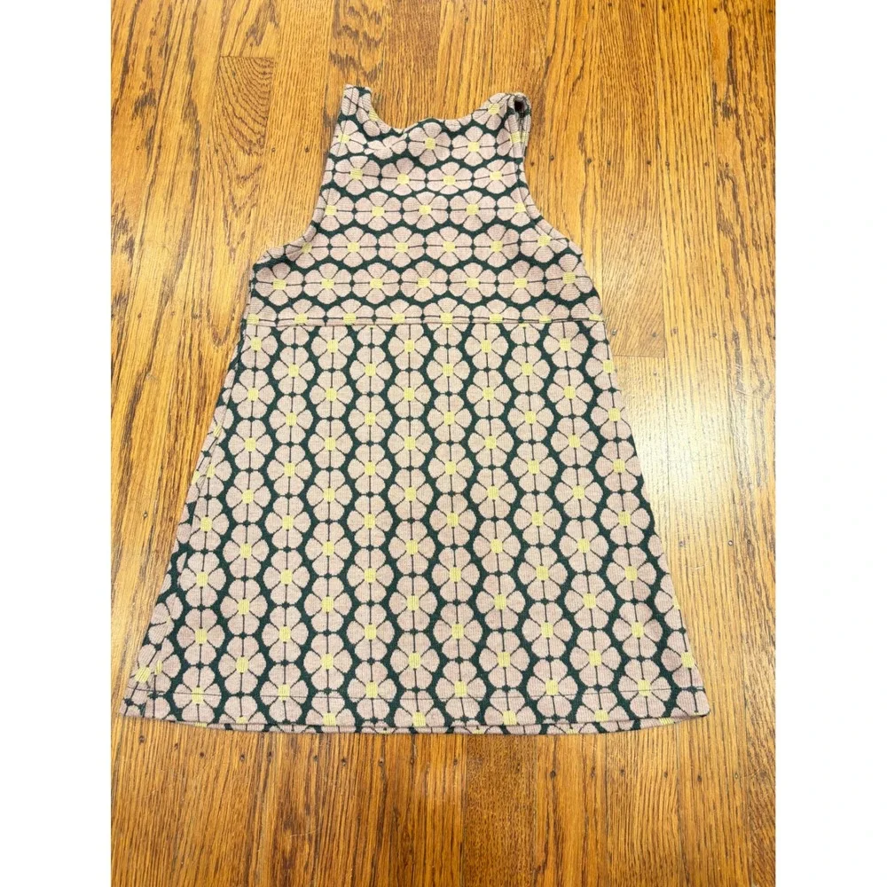 Zara Kids Girls Pink Green Floral Knit Sleeveless A-Line Dress Size 6 116cm